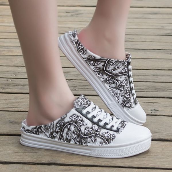 

female korean version one pedal mesh lazy shoes wild outdoor wear slippers female summer casual shoes, Black