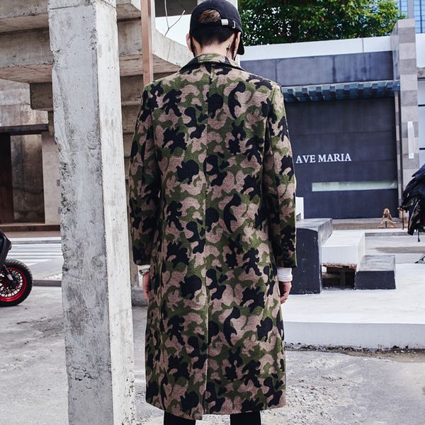 

mixcubic 2018 winter korean style woolen camouflage windbreaker jackets men long section casual slim woolen windbreaker men -xl, Tan;black