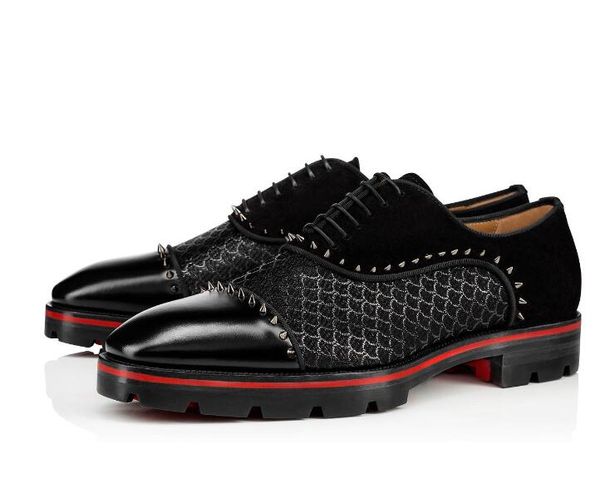 

elegant gentleman wedding,dress,party red bottom champignac flat loafers with spikes genuine leather lined lug sole luxurious moccasin, Black