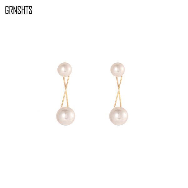 

s925 silver needle cross pearl arc earrings simple temperament commuter ladies elegant fashion earrings for women, Golden;silver