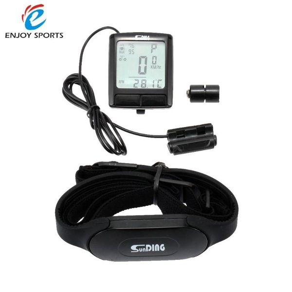 

lcd backlight cycling bike bicycle computer odometer speedometer with wireless heart rate monitor tester chest strap