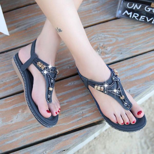 

2019 ladies fashion casual shoes summer sandals slipper beach shoes black/beige women shoes work/home flat heel beef tendon sole a820-2