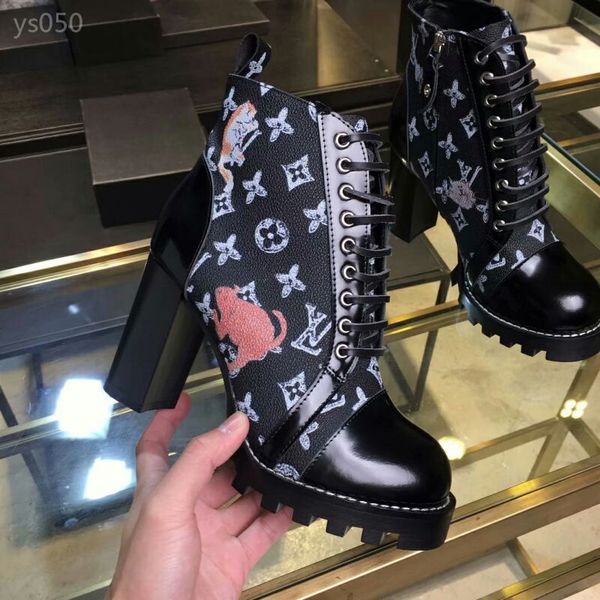 

martin boots women's thick heel autumn and winter new round head zip waterproof single boots european and american high-heeled short bo, Black