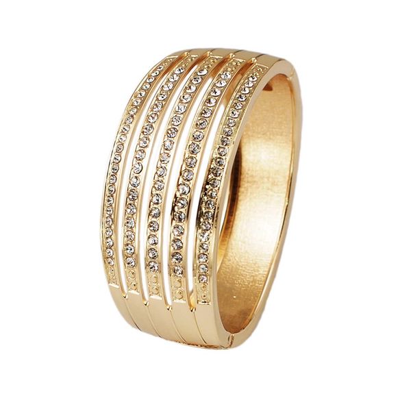 

manilai fashion ladies gold color&silver plated with rhinestones charm wide cuff open bracelets bangles for women jewelry, Black
