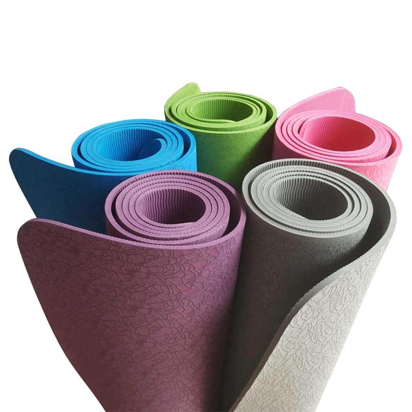 Kalite TPE Çevre Toksik Olmayan Yoga Mat Kalın 6 MM Uzun 183 CM-61 CM / 80 CM Geniş SGS Sertifikalı Kaymaz Spor Paspaslar Yoga Stüdyosu