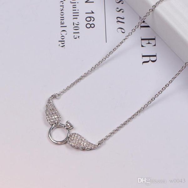 

2020 new brand designer luxury statement choker necklace chain angel wings pendants necklaces for women gifts, Silver