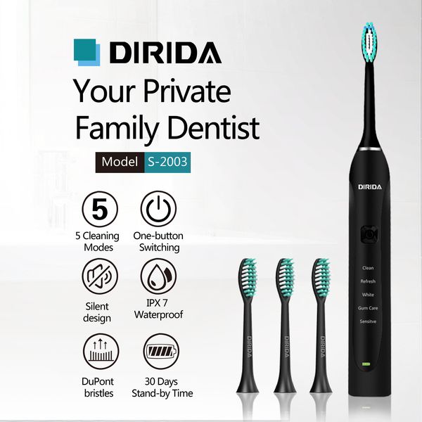 

new dirida s2003 charging mode rechargeable sonic electric toothbrush waterproof ultrasonic deep clean sonic toothbrush