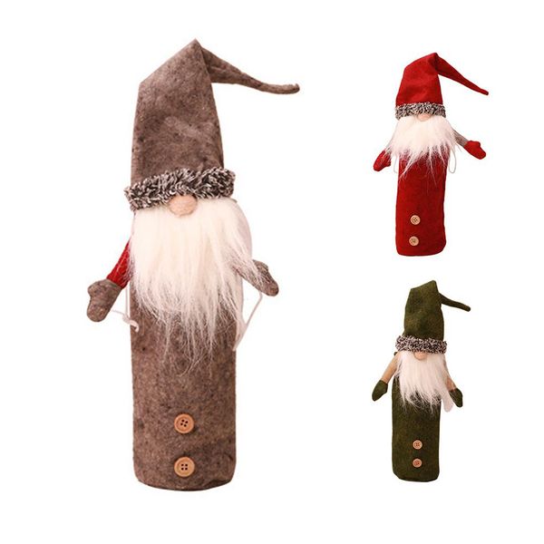 

selling christmas decoration gnome tomte santa wine bottle cover champagne wrap christmas party table decor