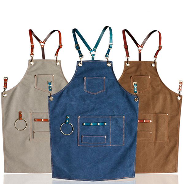 

холст фартук кожаный ремешок бариста бармен бейкер официант униформа парикмахер флорист парикмахер садовник художник рабочая одежда d55