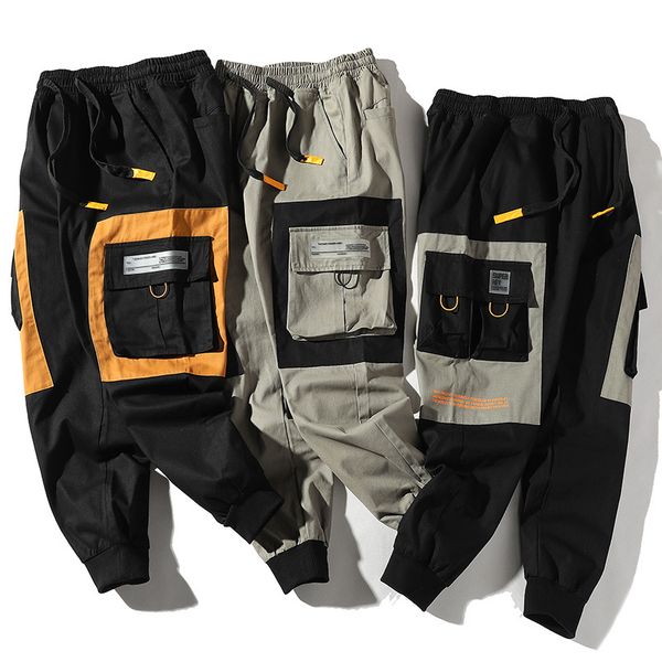 

new streetwear camouflage mens pants new fashion casual autumn pencil pants street style hip hop mens jogger trousers, Black