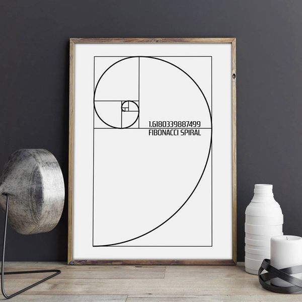 

главная украшение печать nordic fibonacci спираль патентный холст картина golden ratio плакат стены искусства модульная креативная идея изоб