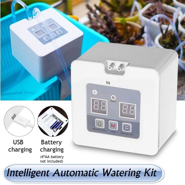 

diy micro automatic drip irrigation kit, houseplants self watering system with 30-day programmable water timer, usb/battery power operation
