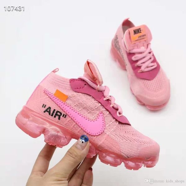 

2019 newbrand air cu hion kpu running hoe kid port black pink children de igner air flair baby boy girl ca ual trainer neaker 28 35