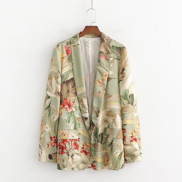 

wholesale 2018 spring and summer new products western style women's dress flower printed suit jacket women's, Black;white