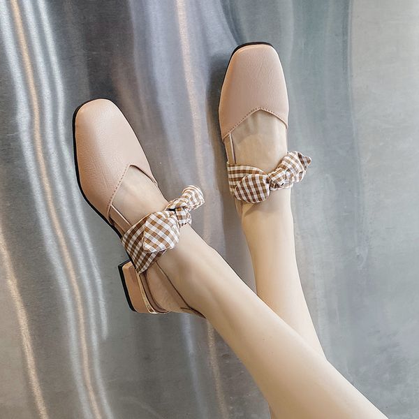 

buckle strap flat sandal shoe closed toe sandals med black shoes for women all-match block heels 2020 summer flower women's