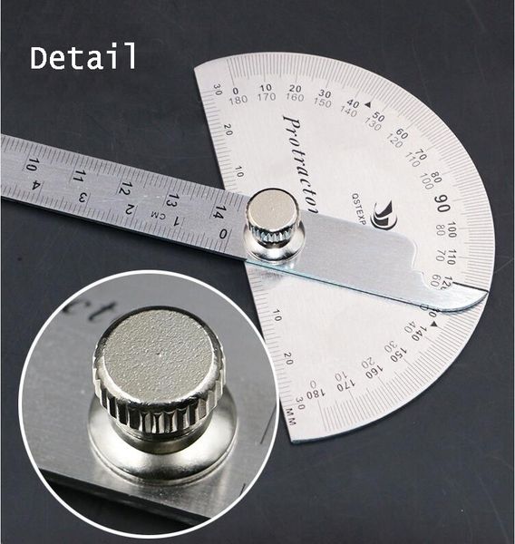 

180 degree adjustable protractor multifunction stainless steel roundhead rotary measuring angle ruler mathematics measuring tool