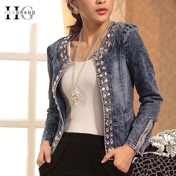 

хи гранд джинсы куртки женщины chaqueta mujer осень джинсовая куртка casaco женщины кристалл тонкий короткие пиджаки плюс размер s-4xl wwj92, Black;brown