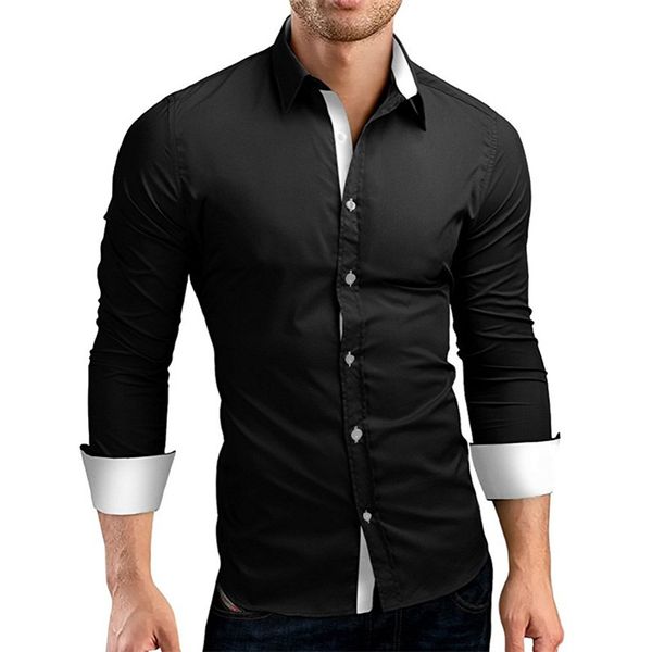 

dress shirt men slim fit style male for boys white black casual shirt mens long sleeve grid cotton classic designer brand 4xl