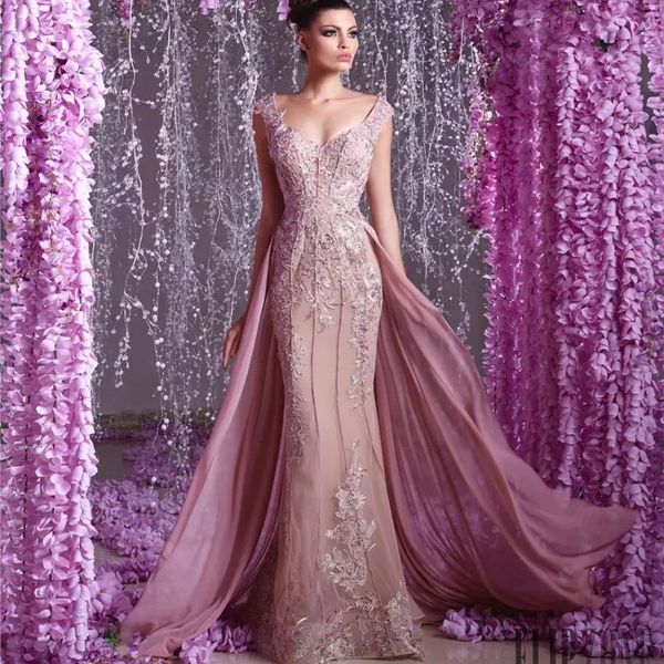 

2019 toumajean couture overskirt evening dresses v neck beaded prom gowns floor length appliques party dress, Black;red