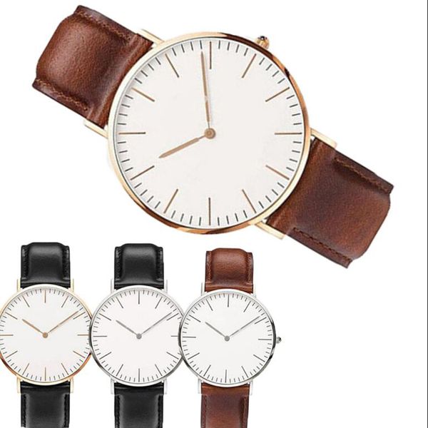 

fashion women leather casual watch new dress round quartz classic business analog sports lady ultra-thin wrist watch, Slivery;brown