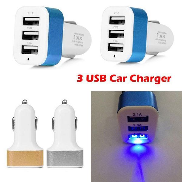 

универсальный 3 порта usb 12v сигареты автомобиля зарядное устройство адаптер разъем быстрой зарядки 5v 2a 2.1a 1a вспомогательное оборудова