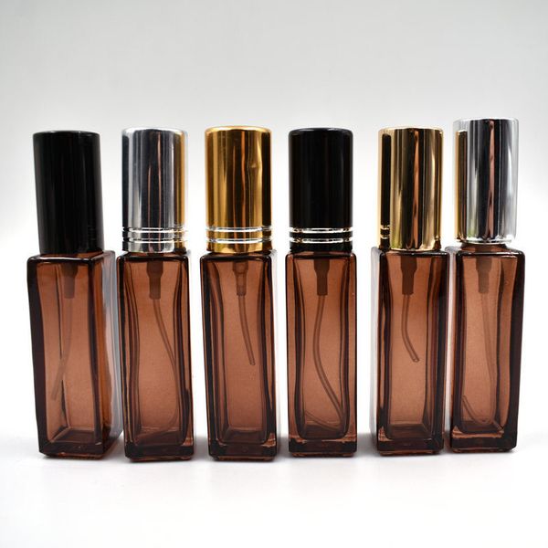 

square empty glass 10ml perfume bottle spray with cap parfum bottles refillable fast shipping f2349
