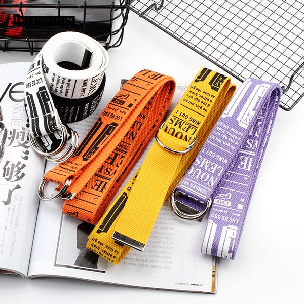 

canvas belt korean version fashion lengthen canvas belt literary style student trend d ring double buckle, Black;brown
