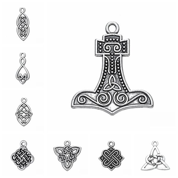 

10 шт. / лот nordic viking религия амулет triquetra символ подвески кулон для изготовления ювелирных изделий античное серебро покрытием спла, Bronze;silver