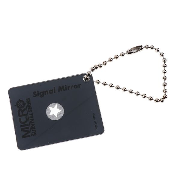 

portable emergency reflective signal mirror with chain