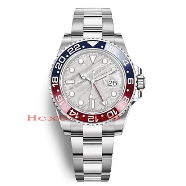 

новый 2019 модель мужские наручные часы стали 316l синий красный пепси часы automatic gmt движение limited часы, Slivery;brown
