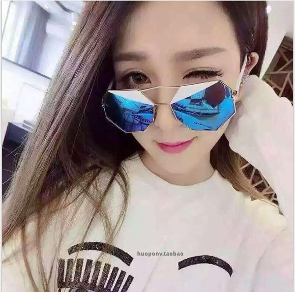 

sunglasses polygonal two-color metal frame sunglasses glasses, White;black