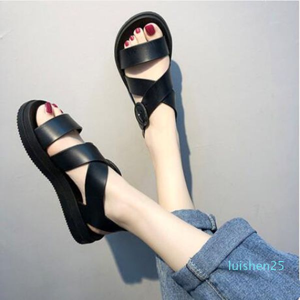 

sandals female summer flat 2020new summer korean version of the wild student casual simple platform shoes platform women's shoes l25, Black
