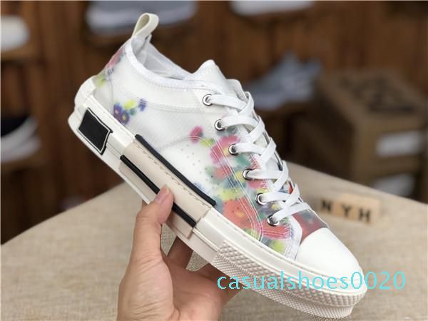 

wholesale 19ss flowers technical canvas 2019 b24 high sneakers in oblique mens brand b23 designer shoes women fashion qa20, Black