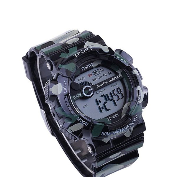 

multifunctional outdoor sports electronic watch fashion men and women casual camouflage waterproof digital watches, Slivery;brown