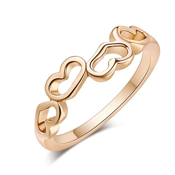 

delicate mini zircon pave hollow heart ring women girls gift rose gold color fashion bague, Golden;silver