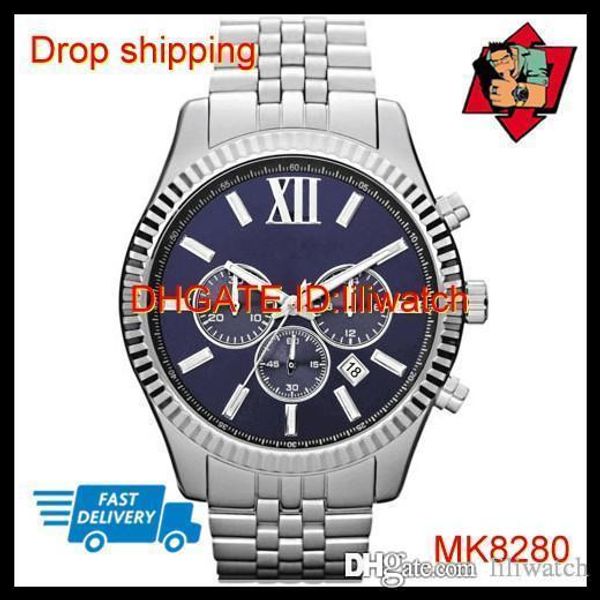 

100% original japan movement drop shipping men's mk8280 mk8281 mk8286 mk8313 mk8319 mk8320 mk8344 mk8405 mk8412 mk8446 lexington watch, Slivery;brown