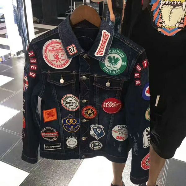 

Новые Джинсовые Куртки Мужские Улицы DOODLE Джинсовое Пальто Мужской Мотоцикл Жан П