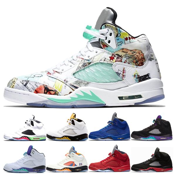 

Fashion 5 Mens Basketball Shoes Designer 5s wings White Cement Olympic Metallic Gold Satin Bred Fire Red Red Blue suede Oreo Sport Shoes