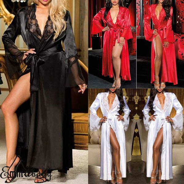 

Womens Bridesmaid Satin Robe Kimono Long Maxi Nightdress Sleepwear Dressing Gown