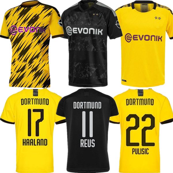 

2021 kids kit haaland borussia dortmund 110th soccer jerseys 2019 20 home away reus m.gotze philipp maillots de foot pulisic football shirt, Black;yellow