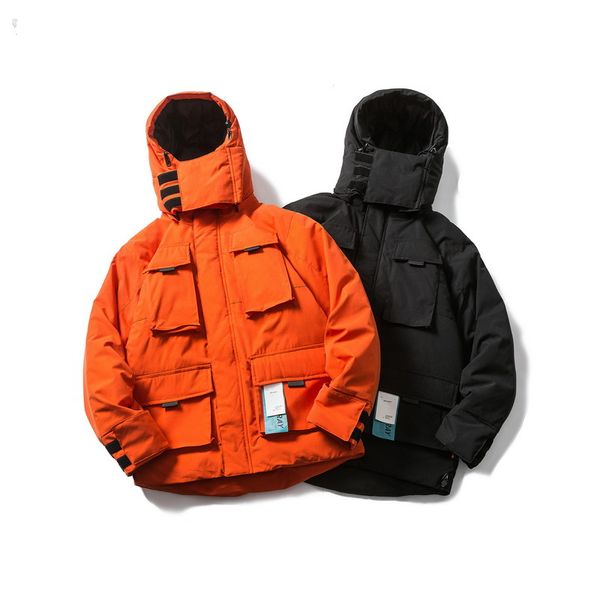 

men's tooling cotton clothing 2019 winter new multi-pocket tide brand ins couple cotton coat men's jacket, Black
