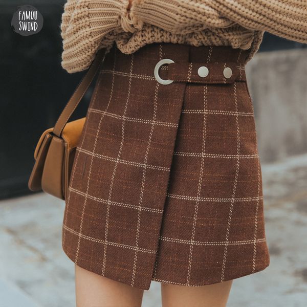 

womens ulzzang plaid skirts and winter harajuku thickened woolen autumn skirt female cute japanese kawaii for women, Black