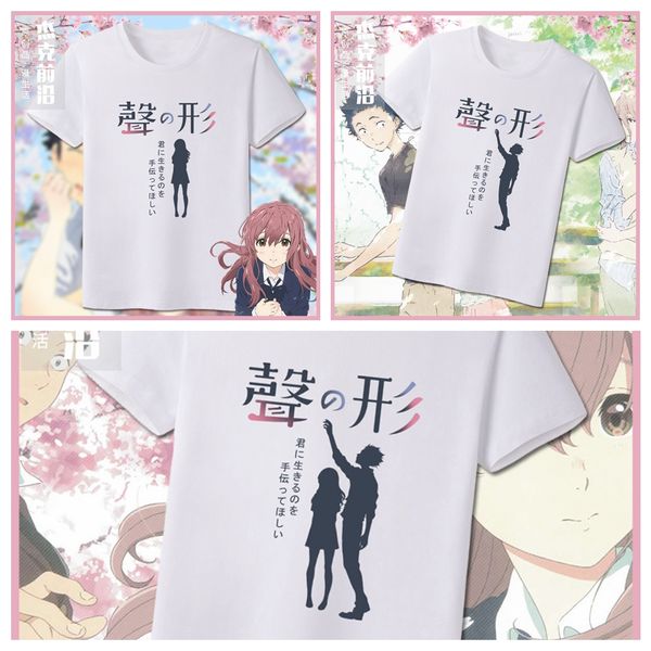 

anime koe no katachi a silent voice ishida shouya shouko nishimiya tee cosplay shirt the shape of voice t shirt tshirt, White;black