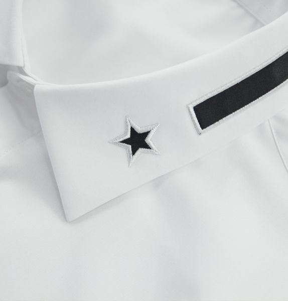 

new 2019 led decorative ribbon embroidery five-star wash and wear high density pure cotton cultivate morality men's shirts, White;black