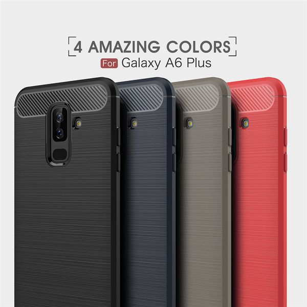 

case for samsung galaxy a6 plus 2018 shockproof back cover soft carbon fiber