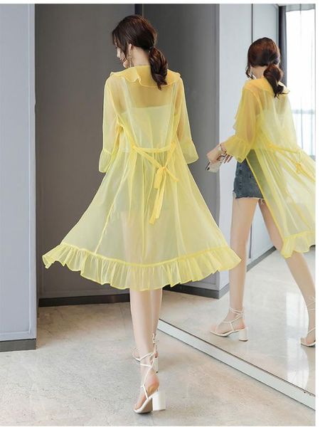 

fashionable new lotus leaf collar loose summer outer cloak sun protection clothing, White