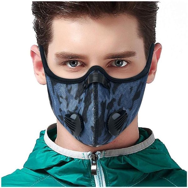 

1pc face maskswashable and reusable 2020 cycling bandana blue print pm2.5 cotton respirator mouth facemask dustproof face maske, Black