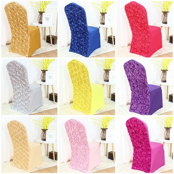 

various colour spandex chair cover rosette chair cover rose flower embroider design wedding decoration dinner