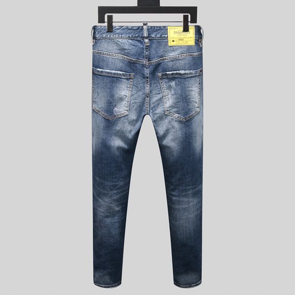 

20ss new fashion jeans brand men's pierced jeans designer trend men's fashion tight jeans four seasons pants h0399, Blue