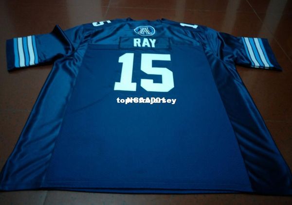 

men toronto argonauts ricky ray #15 blue college jersey size s-4xl or custom any name or number jersey ncaa, Black;red